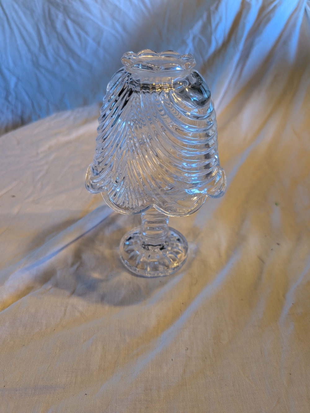 2/80$ Vintage Clear Scalloped Glass Fairy lights Candle Holder